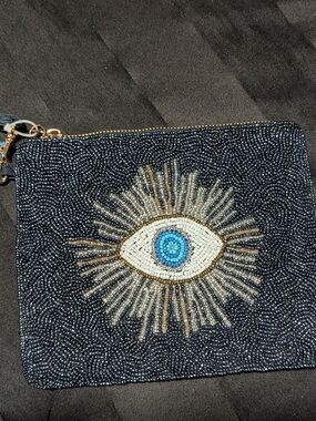 Beaded Evil Eye Wristlet Clutch